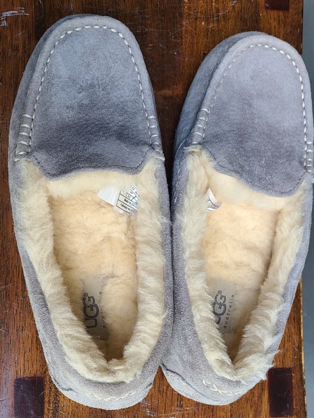 UGG Ansley Light Grey Suede Shearling Slippers size 7 - Picture 10 of 13